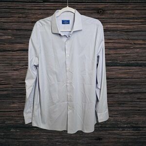 Perry‎ Ellis Premium Tech Shirt Men’s 17 34/35 Blue Micro Check Slim Fit